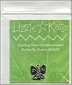 Sterling Silver Butterfly Charm -- counted cross stitch from Lizzie Kate